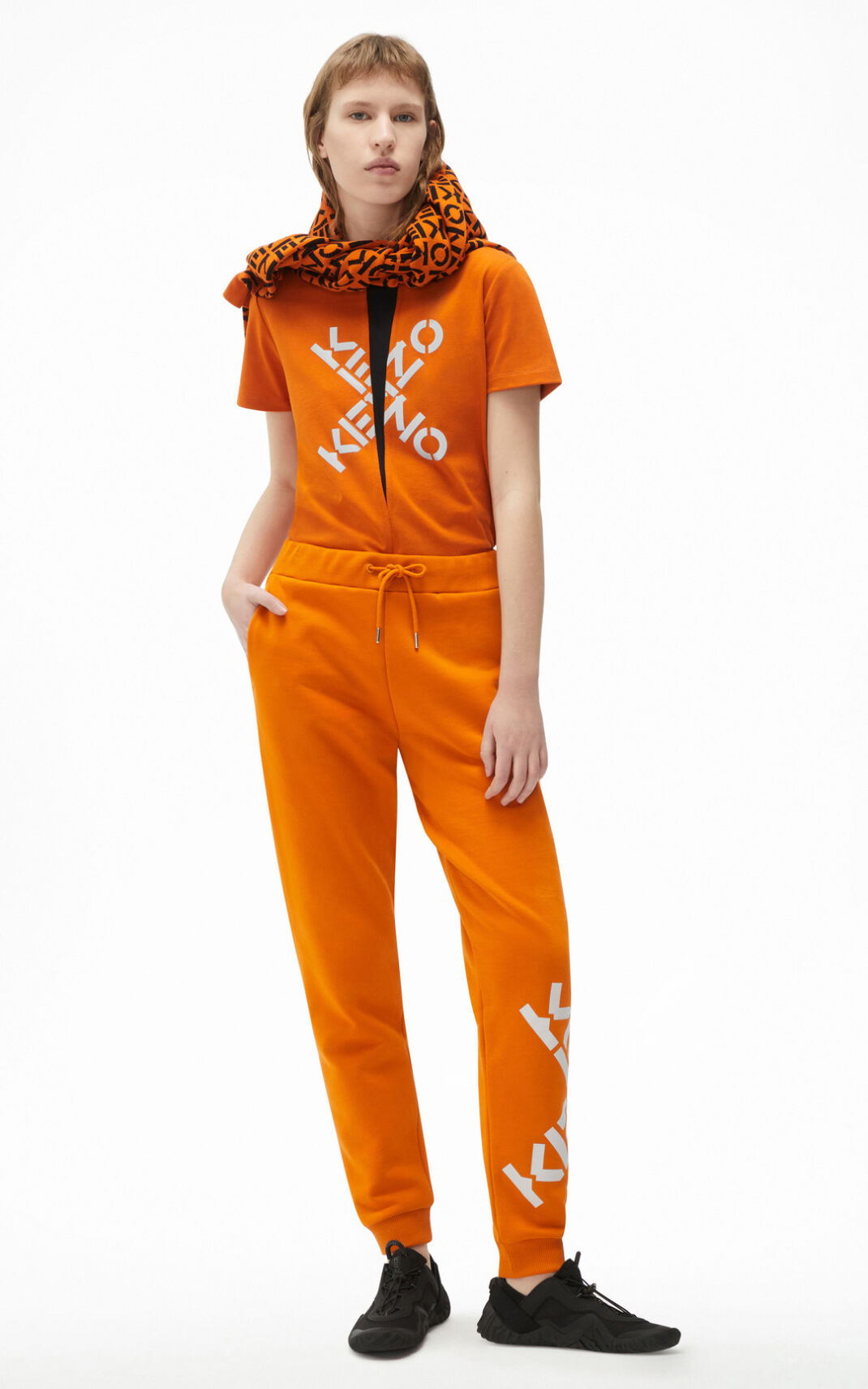 Jogging Kenzo Femme Sport Big X Orange Foncé UKYDL-2705